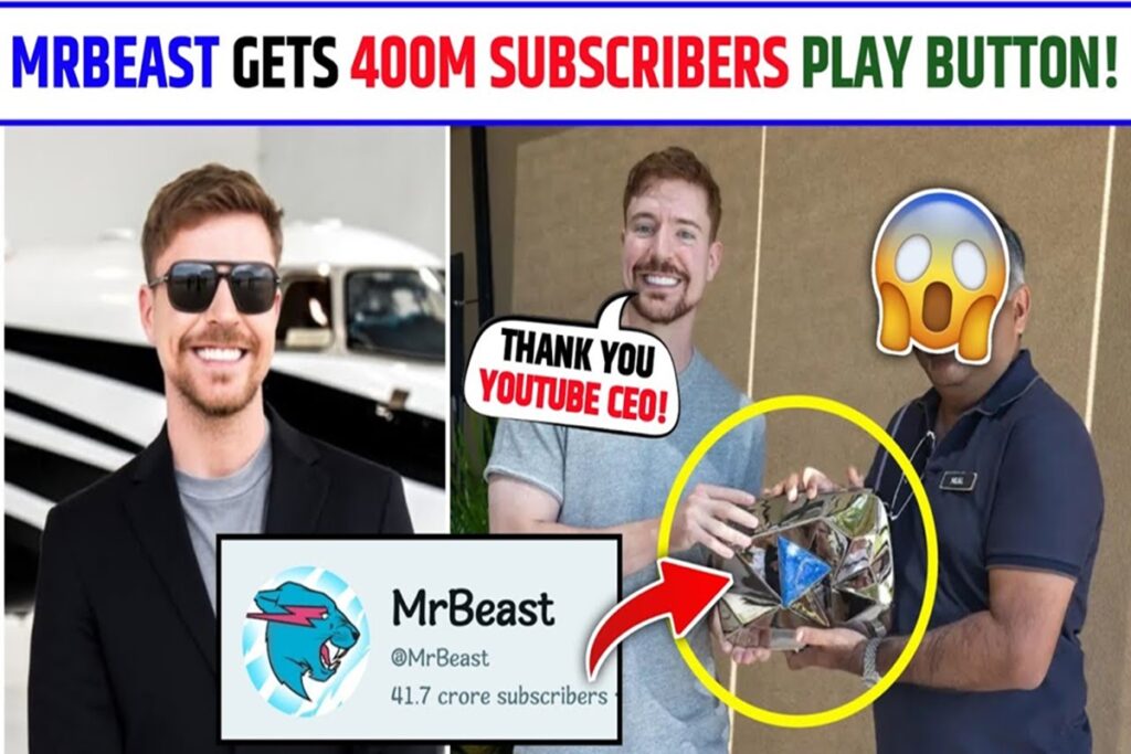 மிஸ்டர் பீஸ்ட் (MrBeast) 40 கோடி சந்தாதாரர்களை எட்டியதற்கு யூடியூப் (You Yube) சிறப்பு அங்கீகாரம்.
