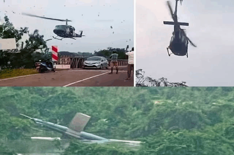  பேரழிவு நிவாரணப் பணியில் ஈடுபட்ட விமானப்படை ஹெலிகாப்டர் விபத்து! – ஜின் ஓயாவில் விழுந்தது